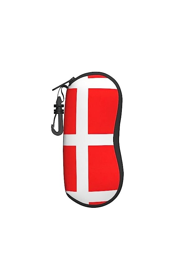 Grand étui à lunettes motif drapeau danois du Danemark, support de lunettes durable pour femme avec coque rigide – Parfait po