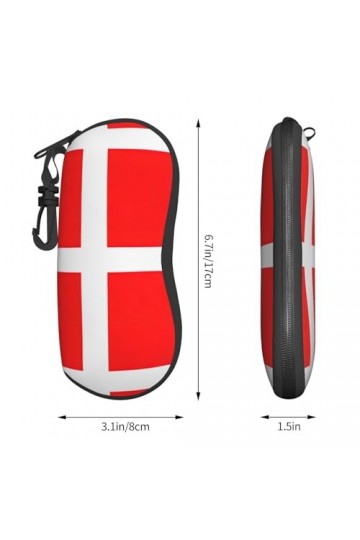 Grand étui à lunettes motif drapeau danois du Danemark, support de lunettes durable pour femme avec coque rigide – Parfait po