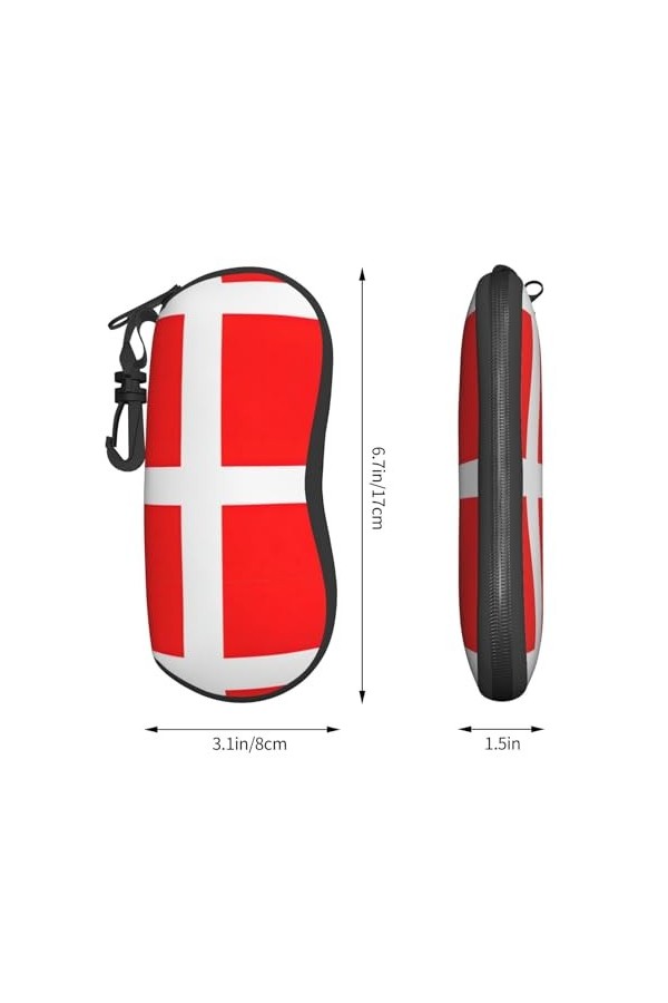 Grand étui à lunettes motif drapeau danois du Danemark, support de lunettes durable pour femme avec coque rigide – Parfait po