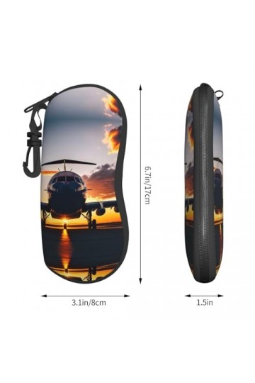 Grand étui à lunettes en forme davion au coucher du soleil, support de lunettes durable pour femme avec coque rigide – Parfa