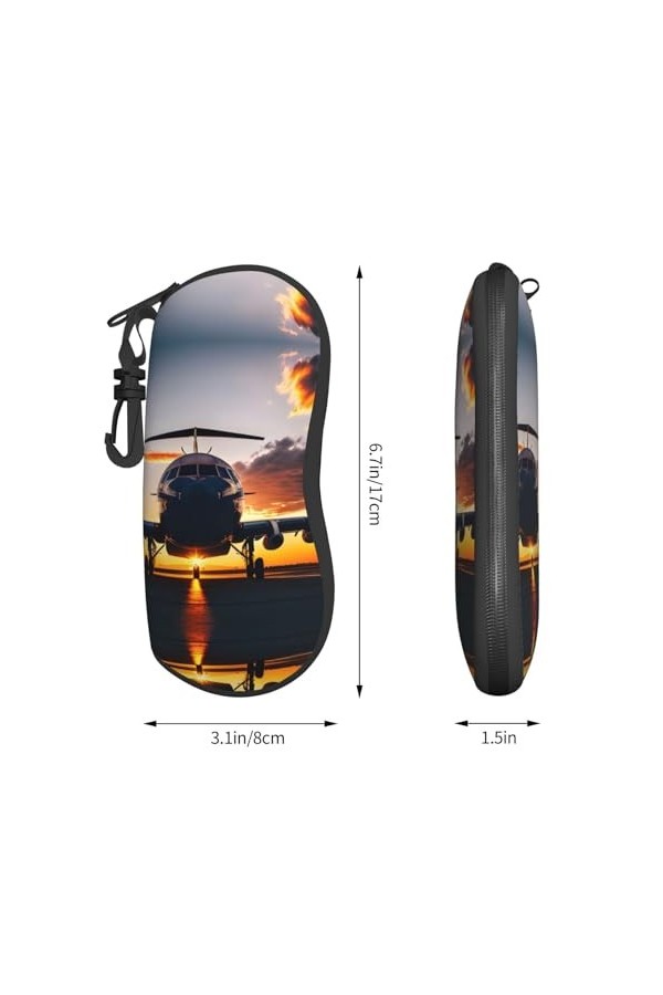 Grand étui à lunettes en forme davion au coucher du soleil, support de lunettes durable pour femme avec coque rigide – Parfa
