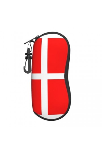 Grand étui à lunettes motif drapeau danois du Danemark, support de lunettes durable pour femme avec coque rigide – Parfait po