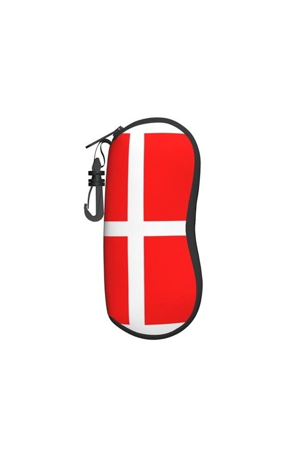 Grand étui à lunettes motif drapeau danois du Danemark, support de lunettes durable pour femme avec coque rigide – Parfait po