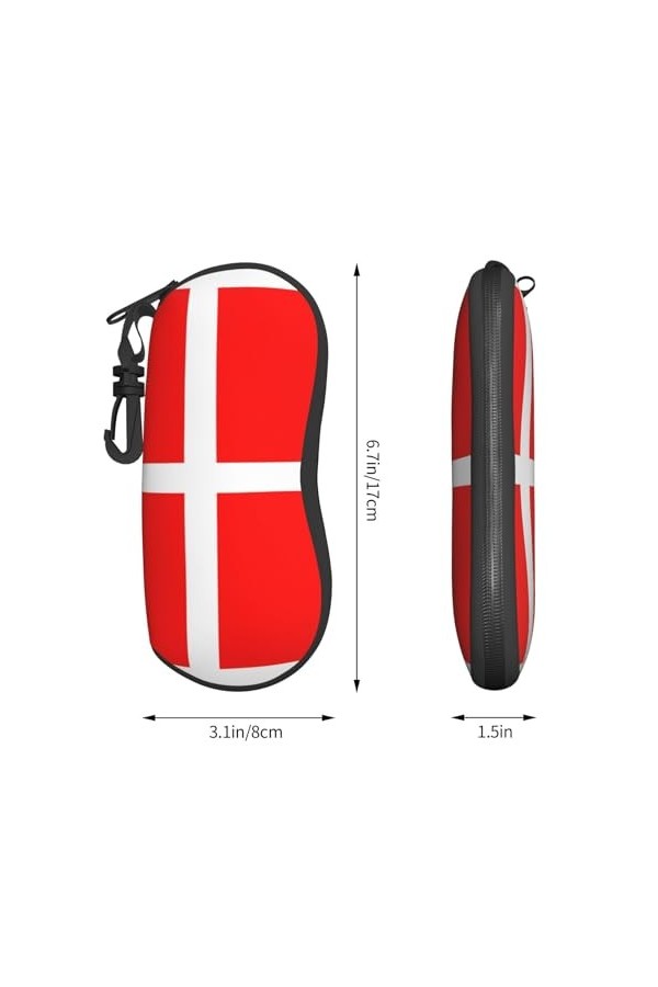 Grand étui à lunettes motif drapeau danois du Danemark, support de lunettes durable pour femme avec coque rigide – Parfait po