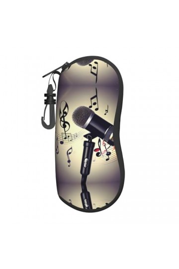 Grand étui à lunettes avec microphone et note de musique, support de lunettes durable pour femme avec coque rigide – Parfait 