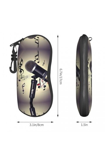 Grand étui à lunettes avec microphone et note de musique, support de lunettes durable pour femme avec coque rigide – Parfait 