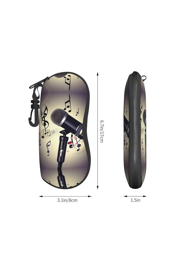 Grand étui à lunettes avec microphone et note de musique, support de lunettes durable pour femme avec coque rigide – Parfait 