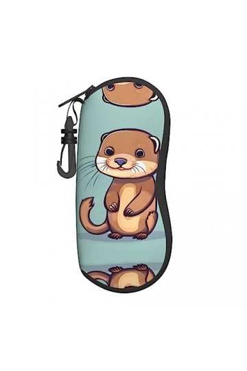 Grand étui à lunettes motif loutres mignonnes de dessin animé, support de lunettes durable pour femme avec coque rigide – Par