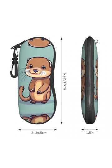 Grand étui à lunettes motif loutres mignonnes de dessin animé, support de lunettes durable pour femme avec coque rigide – Par