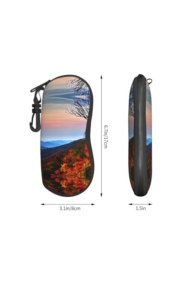 Blue Ridge Mountains Grand étui à lunettes durable pour femme avec coque rigide – Parfait pour les voyages et un usage quotid