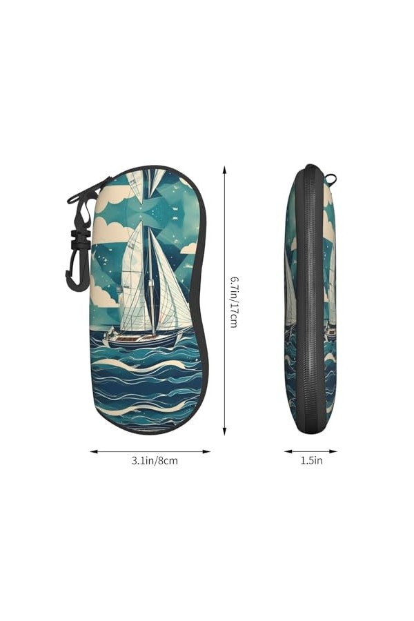 Ocean Sailboat Grand étui à lunettes durable pour femme avec coque rigide – Parfait pour les voyages et un usage quotidien, n