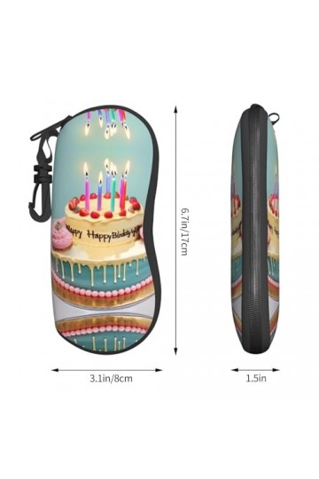 Grand étui à lunettes « Happy Birthday » pour femme avec coque rigide – Parfait pour les voyages et un usage quotidien, noir,