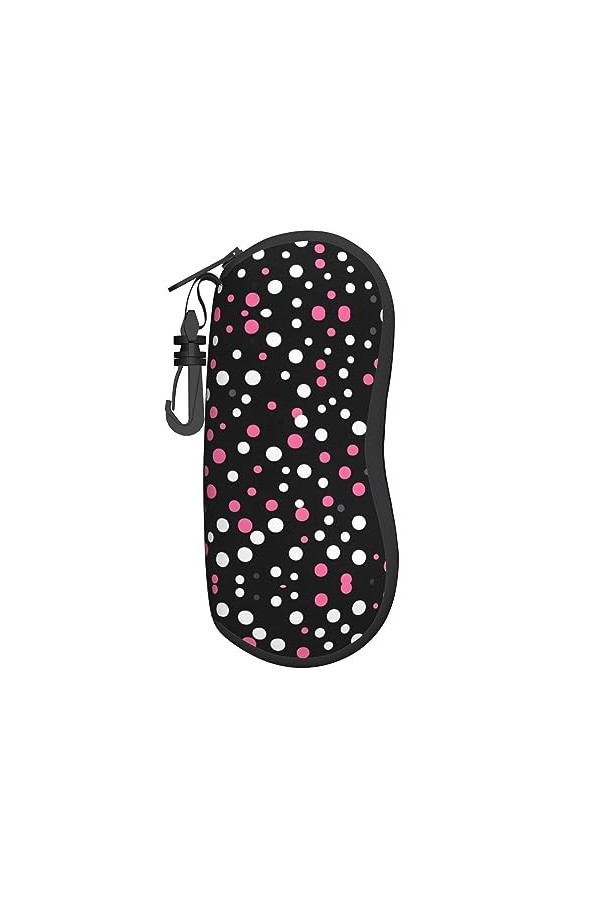 Grand étui à lunettes noir à pois pour femme avec coque rigide – Parfait pour les voyages et un usage quotidien, noir, taille