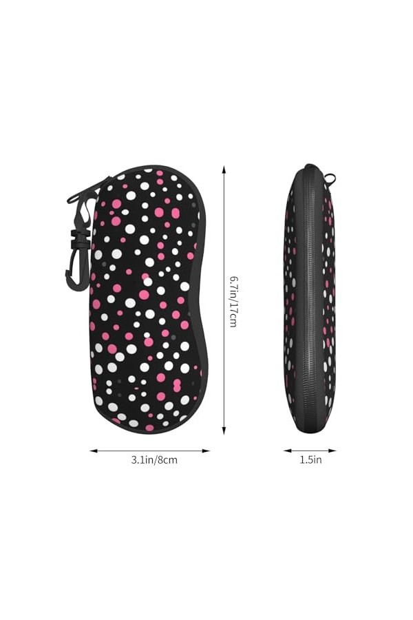 Grand étui à lunettes noir à pois pour femme avec coque rigide – Parfait pour les voyages et un usage quotidien, noir, taille