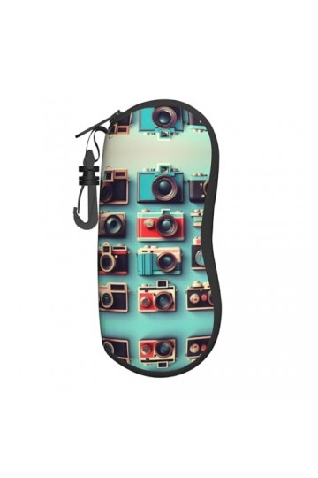 Grand étui à lunettes rétro cool pour femme avec coque rigide – Parfait pour les voyages et un usage quotidien, noir, taille 