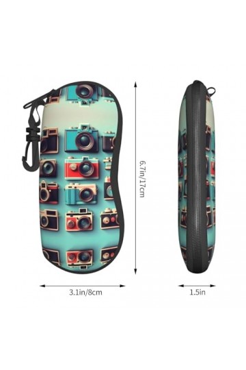 Grand étui à lunettes rétro cool pour femme avec coque rigide – Parfait pour les voyages et un usage quotidien, noir, taille 