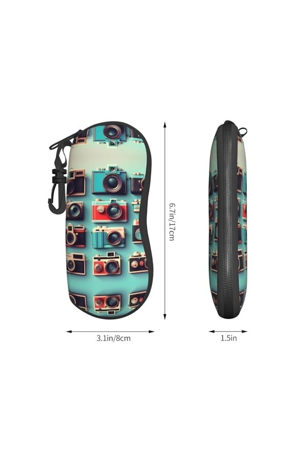 Grand étui à lunettes rétro cool pour femme avec coque rigide – Parfait pour les voyages et un usage quotidien, noir, taille