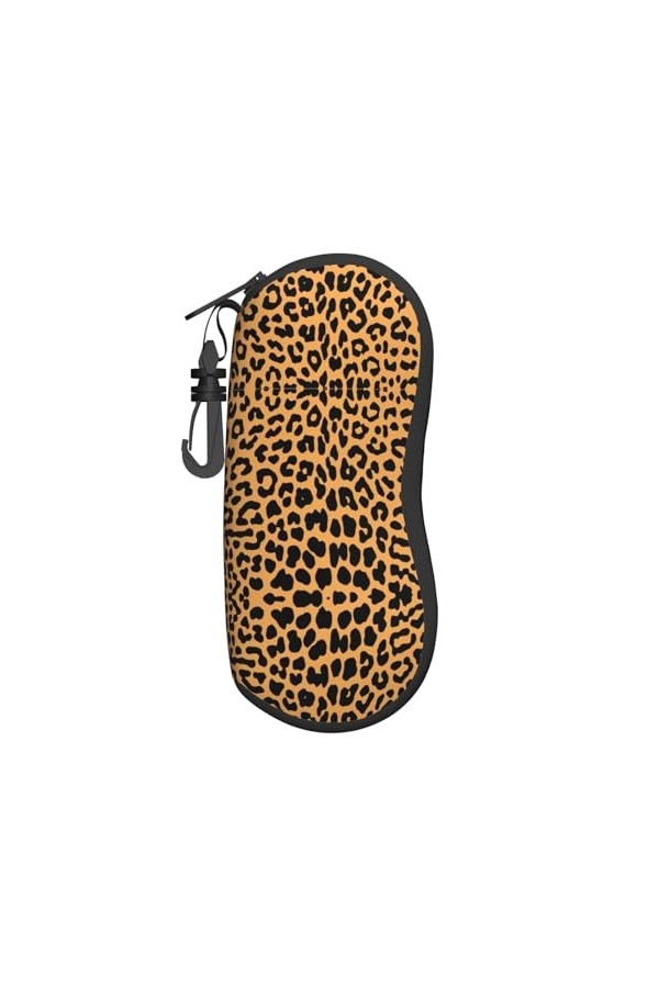 Grand étui à lunettes avec coque rigide pour femme avec motif girafe – Parfait pour les voyages et un usage quotidien, noir,