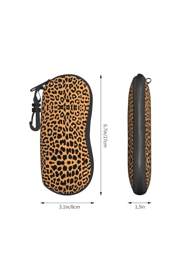Grand étui à lunettes avec coque rigide pour femme avec motif girafe – Parfait pour les voyages et un usage quotidien, noir,