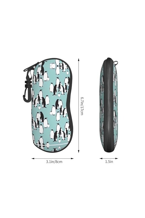 Grand étui à lunettes en forme de pingouins mignons pour femme avec coque rigide – Parfait pour les voyages et un usage quoti