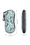 Grand étui à lunettes en forme de pingouins mignons pour femme avec coque rigide – Parfait pour les voyages et un usage quoti