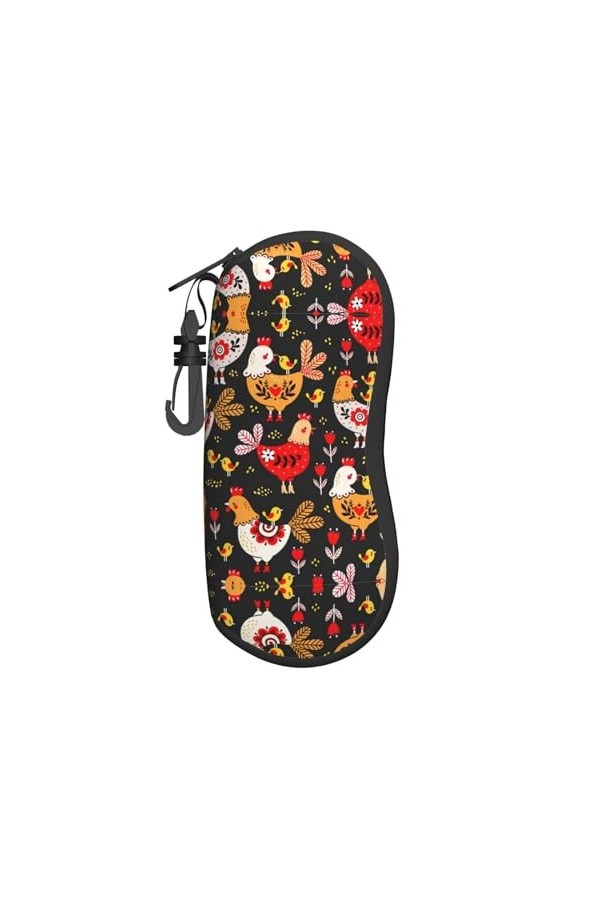 Grand étui à lunettes en forme de coq mignon pour femme avec coque rigide – Parfait pour les voyages et un usage quotidien, n