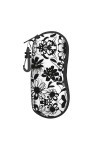 Grand étui à lunettes avec coque rigide pour femme Motif fleurs noires et blanches, noir, taille unique