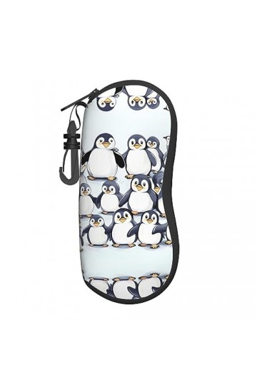 Grand étui à lunettes avec coque rigide pour femme Motif pingouins mignons, noir, taille unique