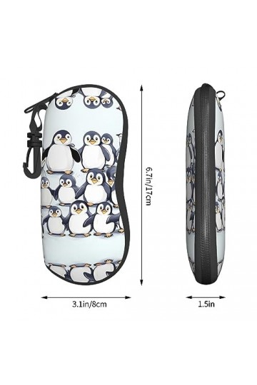 Grand étui à lunettes avec coque rigide pour femme Motif pingouins mignons, noir, taille unique