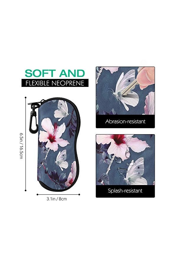 MoKo Étui Lunettes de Soleil, Sac de Lunettes Boitier Lunettes en Néoprène Housse, Étuis à lunettes avec Clip, Anti-Rayures e