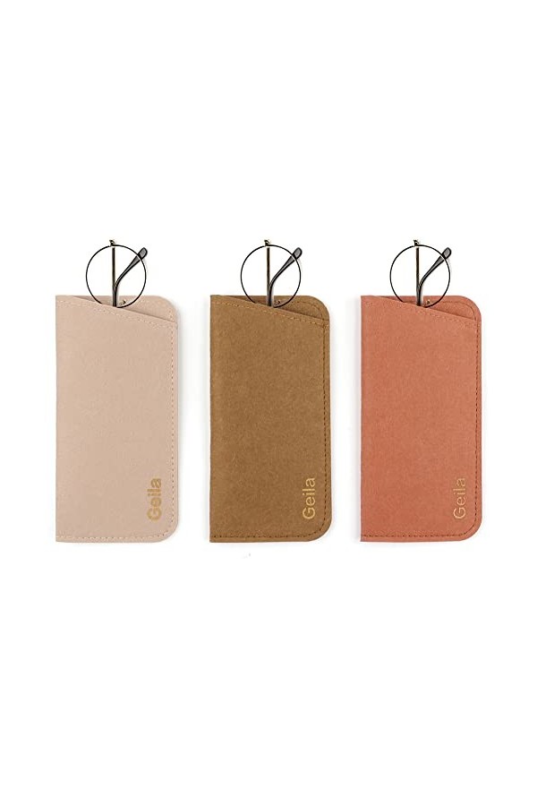 Lot de 3 étuis à lunettes, étui à lunettes en feutre Geila, étui souple pour étui, étui de rangement pour lunettes, étui à ma