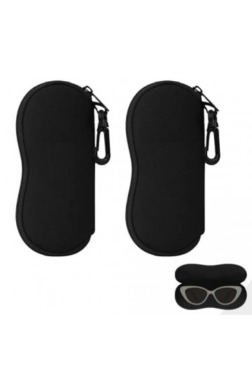 DALAETUS 2 Pièces Étui à Lunettes en Néoprène, Ultra Léger Sac Souple de Lunettes de Soleil avec Clip de Ceinture, Fermeture 