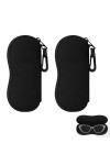 DALAETUS 2 Pièces Étui à Lunettes en Néoprène, Ultra Léger Sac Souple de Lunettes de Soleil avec Clip de Ceinture, Fermeture 
