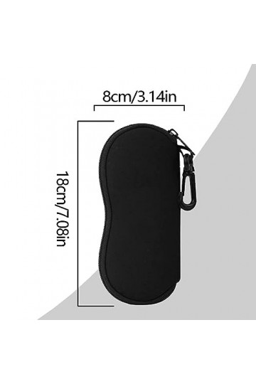 DALAETUS 2 Pièces Étui à Lunettes en Néoprène, Ultra Léger Sac Souple de Lunettes de Soleil avec Clip de Ceinture, Fermeture 