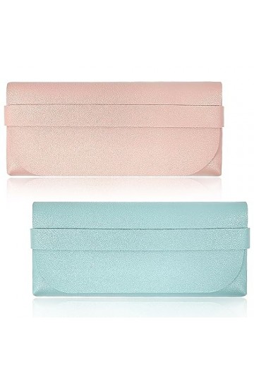 INSPUTOL 2 pièces étuis à lunettes en cuir souple pochette pour lunettes de soleil mince étui à lunettes en cuir PU Portable 