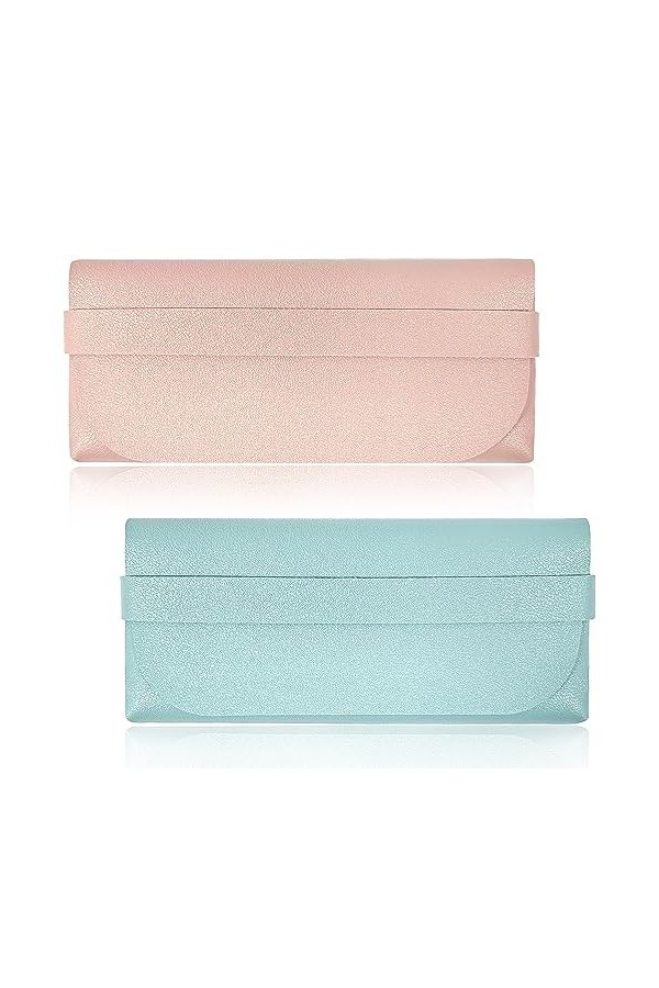 INSPUTOL 2 pièces étuis à lunettes en cuir souple pochette pour lunettes de soleil mince étui à lunettes en cuir PU Portable 