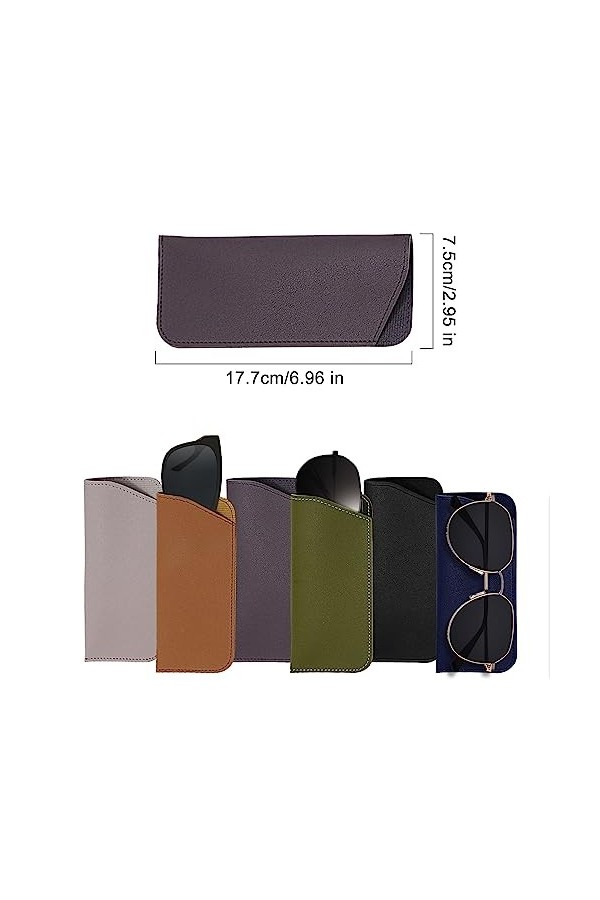 RZMZBY 6 Pièces étuis à Lunettes Souples,Étui Lunettes Cuir,Etuis Lunettes Souple,pour lunettes de soleil pliantes, lunettes 
