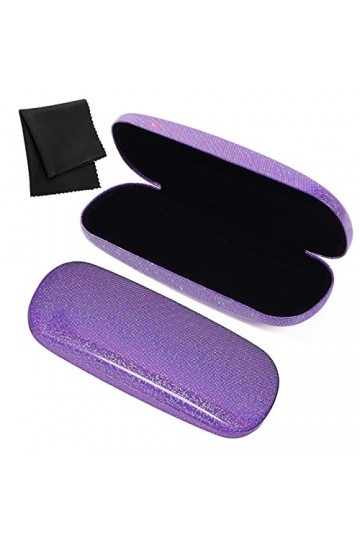 Coque Rigide Etui à Lunettes Paillettes Etui à Lunettes Unisexe Avec Chiffon de Nettoyage Etui à Lunettes de Soleil Dames Hom