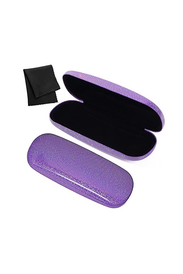 Coque Rigide Etui à Lunettes Paillettes Etui à Lunettes Unisexe Avec Chiffon de Nettoyage Etui à Lunettes de Soleil Dames Hom