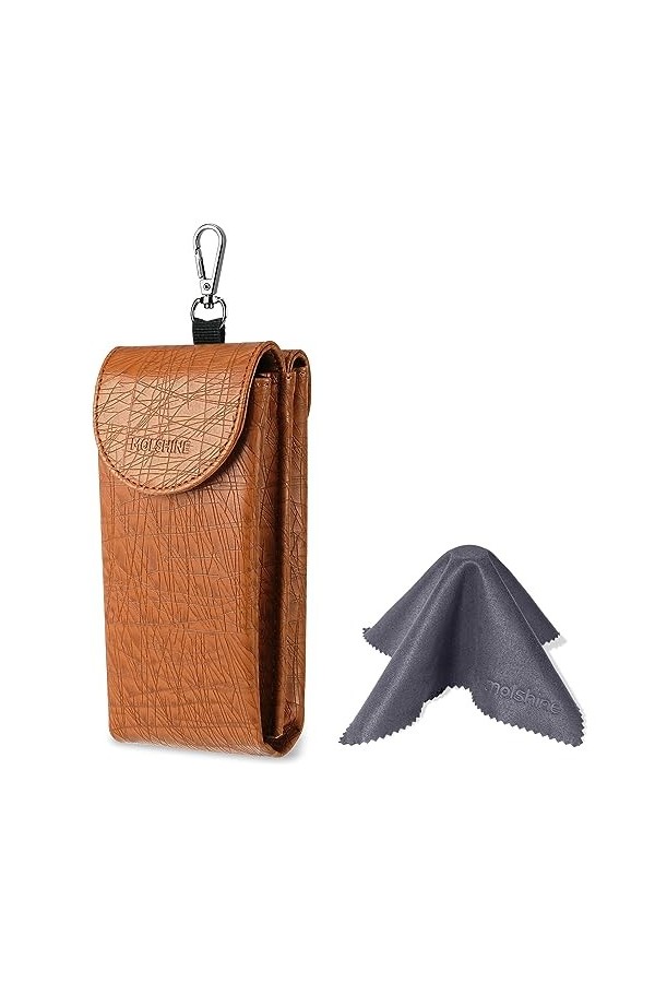 molshine Double étui à lunettes, pochette en cuir végétalien pour lunettes de soleil, lunettes avec chiffon de nettoyage Cig