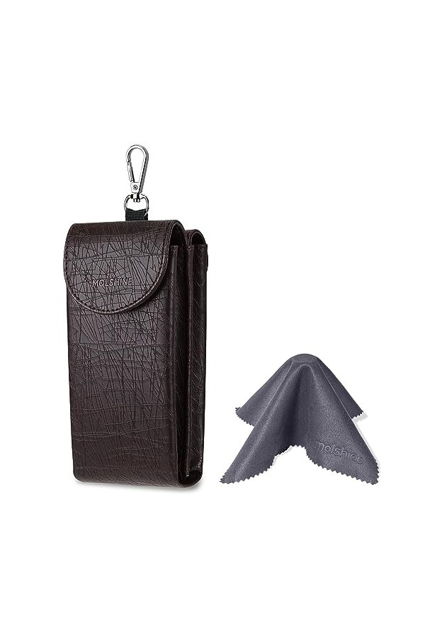 molshine Double étui à lunettes, pochette en cuir végétalien pour lunettes de soleil, lunettes avec chiffon de nettoyage Cig