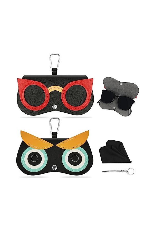 flintronic 2Pcs Sac À Lunettes De Soleil en Cuir Souple, Pochette à Lunettes Portable, Étui de protection de voyage pour lune