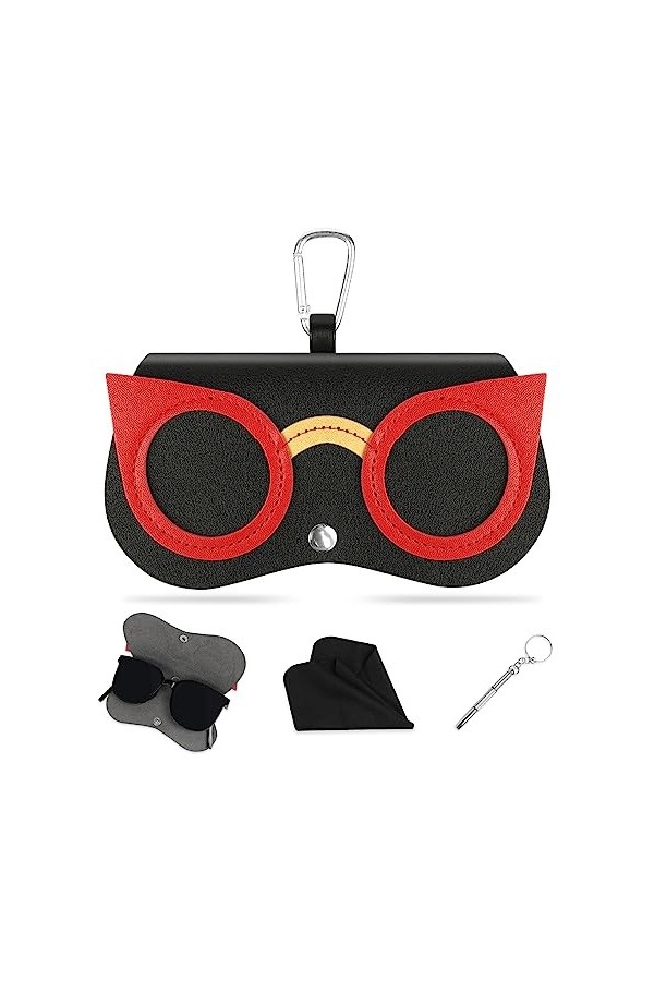 flintronic 2Pcs Sac À Lunettes De Soleil en Cuir Souple, Pochette à Lunettes Portable, Étui de protection de voyage pour lune