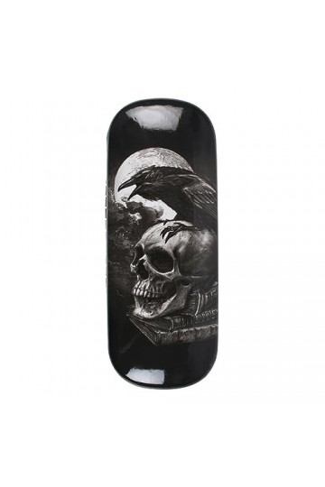 Something Different Wholesale Étui à lunettes accrocheur Poes Raven | Coque rigide motif tête de mort | Œuvre dart Alchemy 