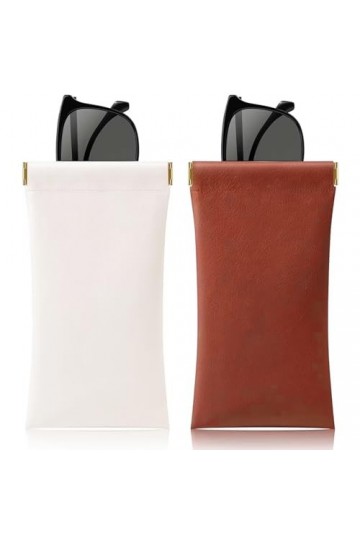 Étui à Lunettes Souple,2 Pcs Pochette de Lunettes de Soleil en Cuir Souple,Pochette de Rangement pour Lunettes,Lunettes Poche