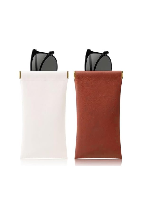 Étui à Lunettes Souple,2 Pcs Pochette de Lunettes de Soleil en Cuir Souple,Pochette de Rangement pour Lunettes,Lunettes Poche