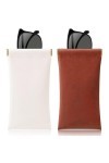 Étui à Lunettes Souple,2 Pcs Pochette de Lunettes de Soleil en Cuir Souple,Pochette de Rangement pour Lunettes,Lunettes Poche