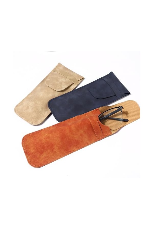 FZSECRIU 3 Pièces Étuis à Lunettes Femme, Etui Lunettes Souple, Etui Lunettes Cuir, Rangement Lunettes, Porte Lunettes, Boite