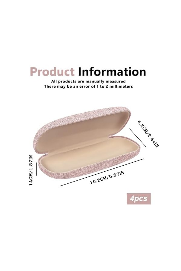 Sporgo Lot de 4 étuis à lunettes rigides : étui à lunettes portable avec fermeture à rabat, 4 couleurs en lin pour femmes, ho