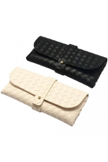 KGDUYC Étuis à lunettes femme,Étuis à lunettes homme,Étui à lunettes à motif tissé en PU, pochette noir, blanc 